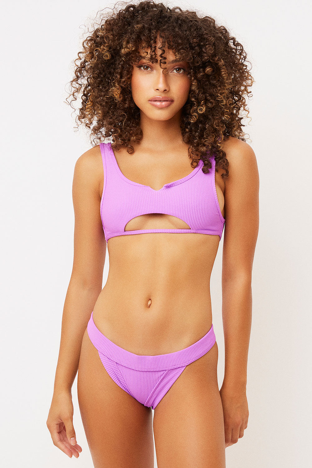 Cole Ribbed Cheeky Bikini Bottom  Passionfruit