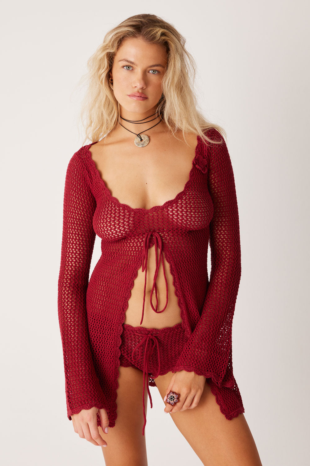 Collette Crochet Tunic - Ruby