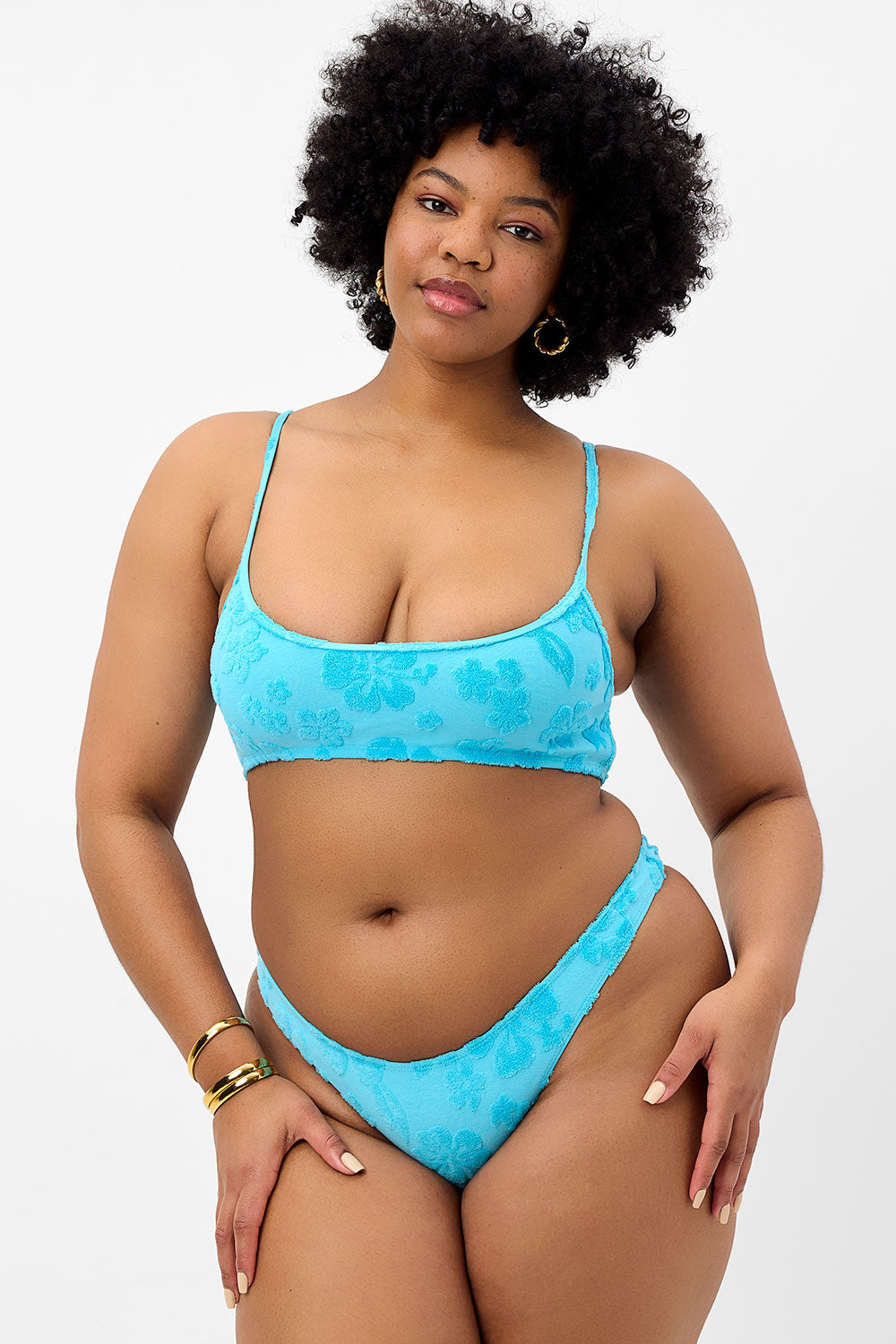 Dallas Terry Bralette Bikini Top  Blue Isle