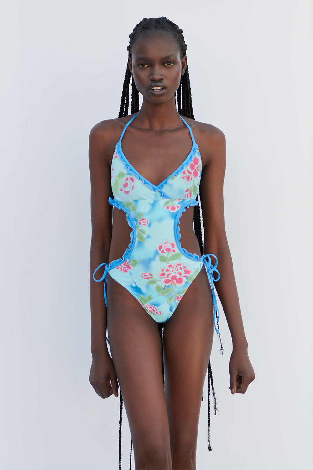 Danielle Floral Monokini One Piece Swimsuit  Blue Daiquiri