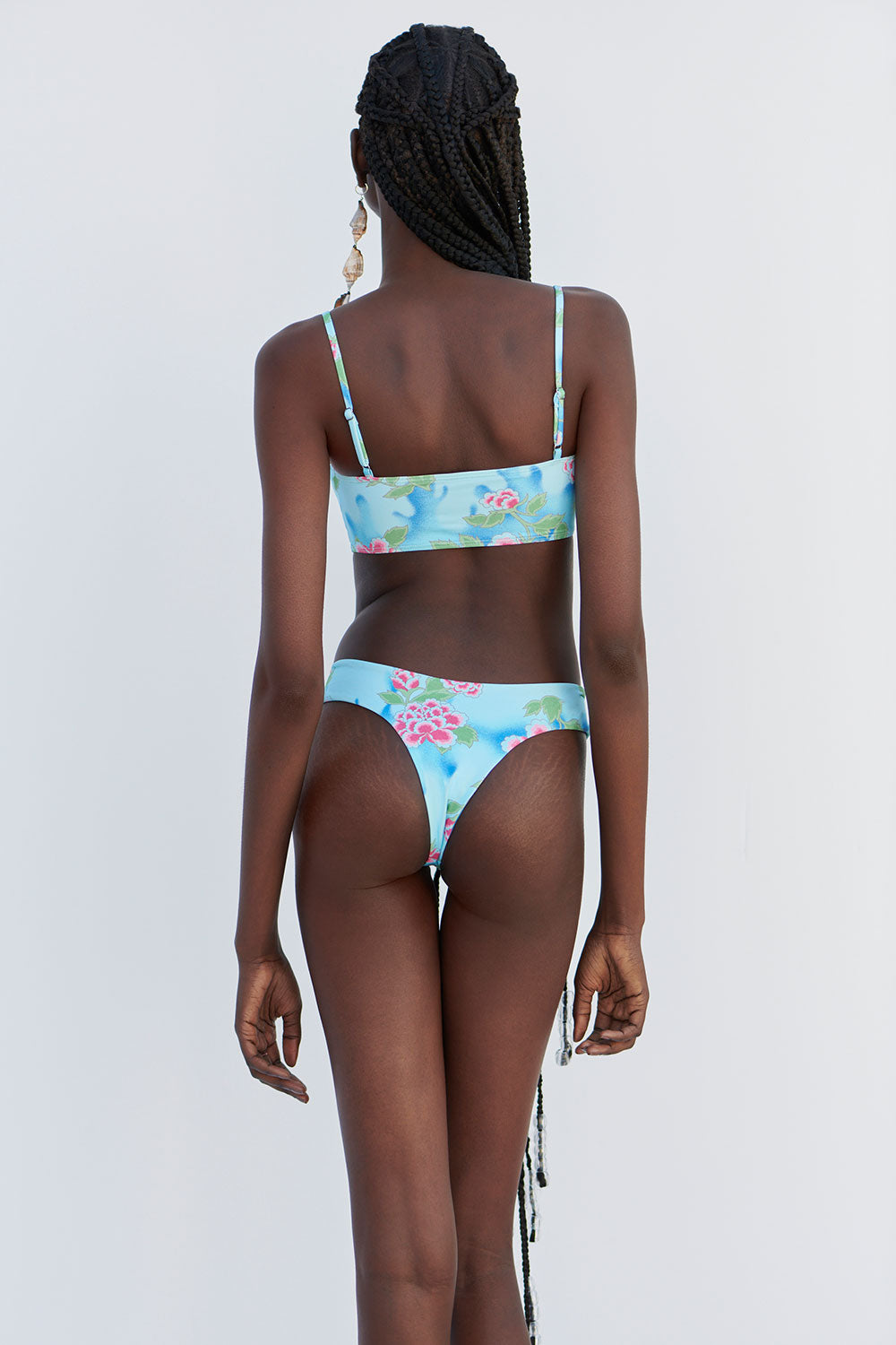 Dexter Floral Thong Bikini Bottom  Blue Daiquiri