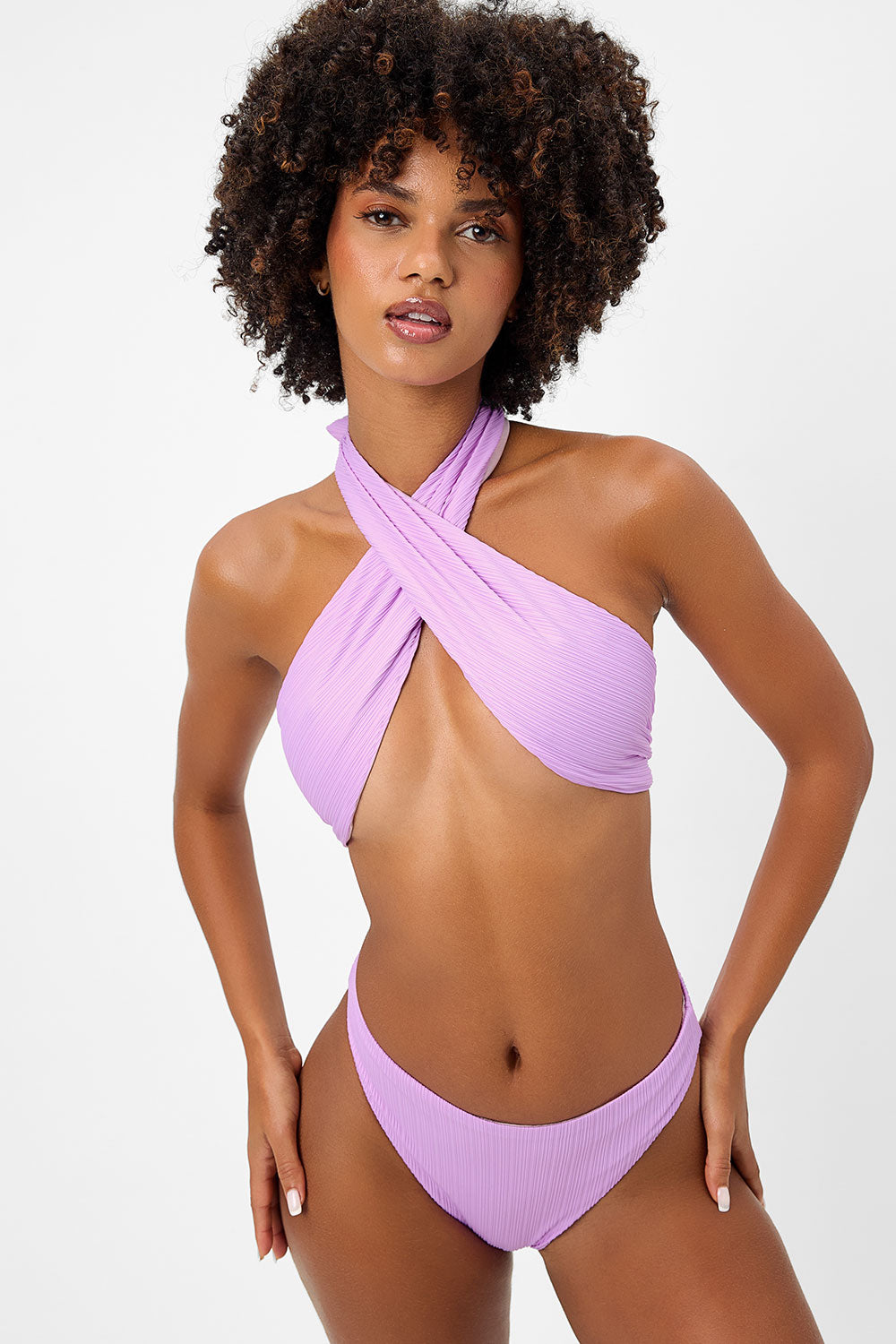 Dorothy Plissé Halter One Piece Swimsuit  Wisteria