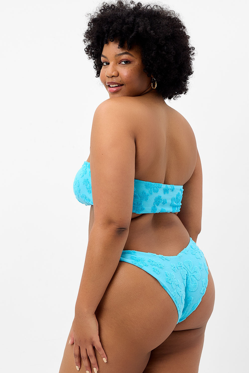 Enzo Terry Cheeky Bikini Bottom  Blue Isle