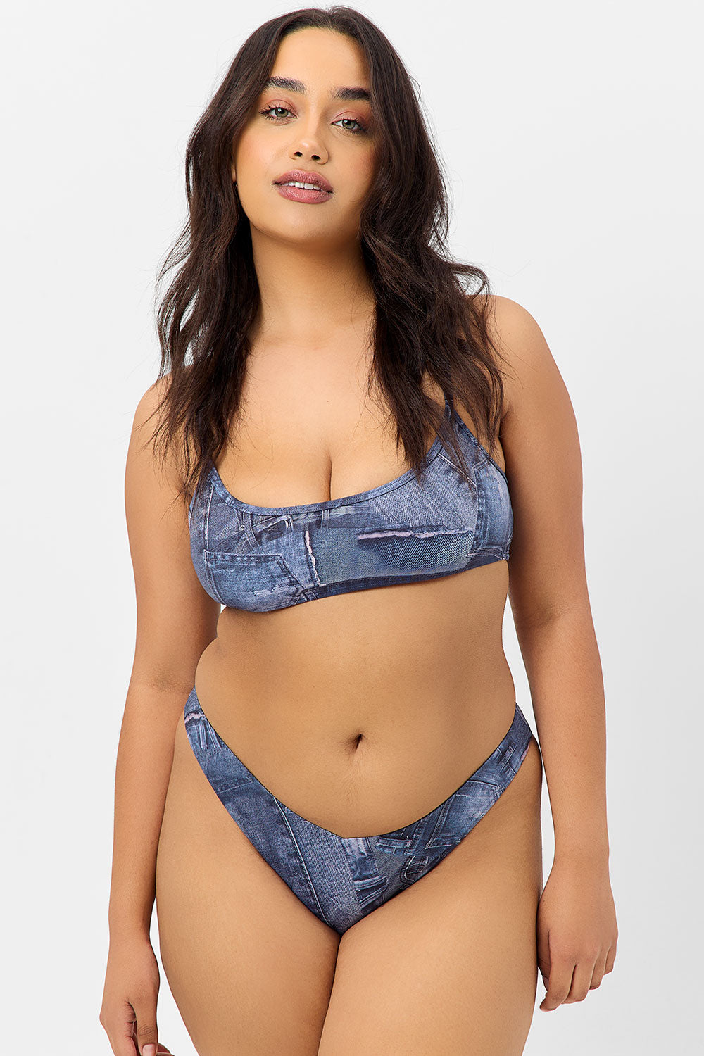 Enzo Cheeky Bikini Bottom  Blue Jean