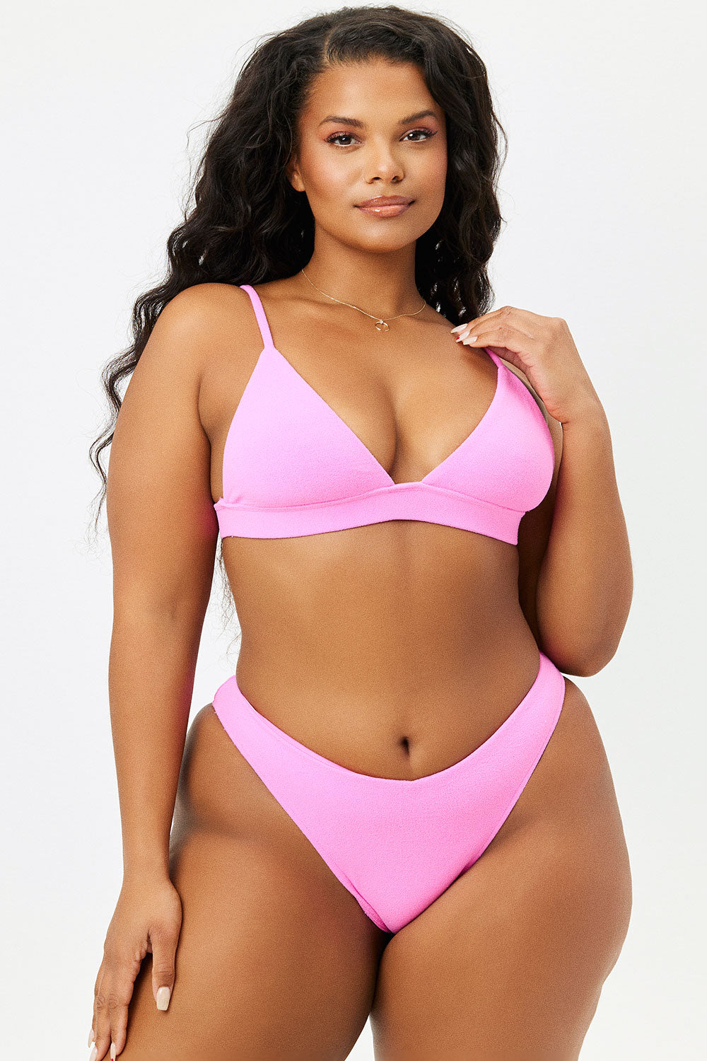 Enzo Terry Cheeky Bikini Bottom  Blushing