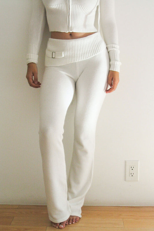 Product--Fleur Knit Low Rise Pant Snow White