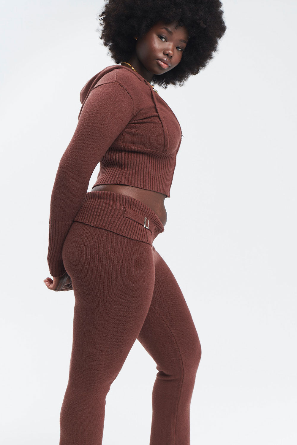 Fleur Cloud Knit Low Rise Pant  Chocolate