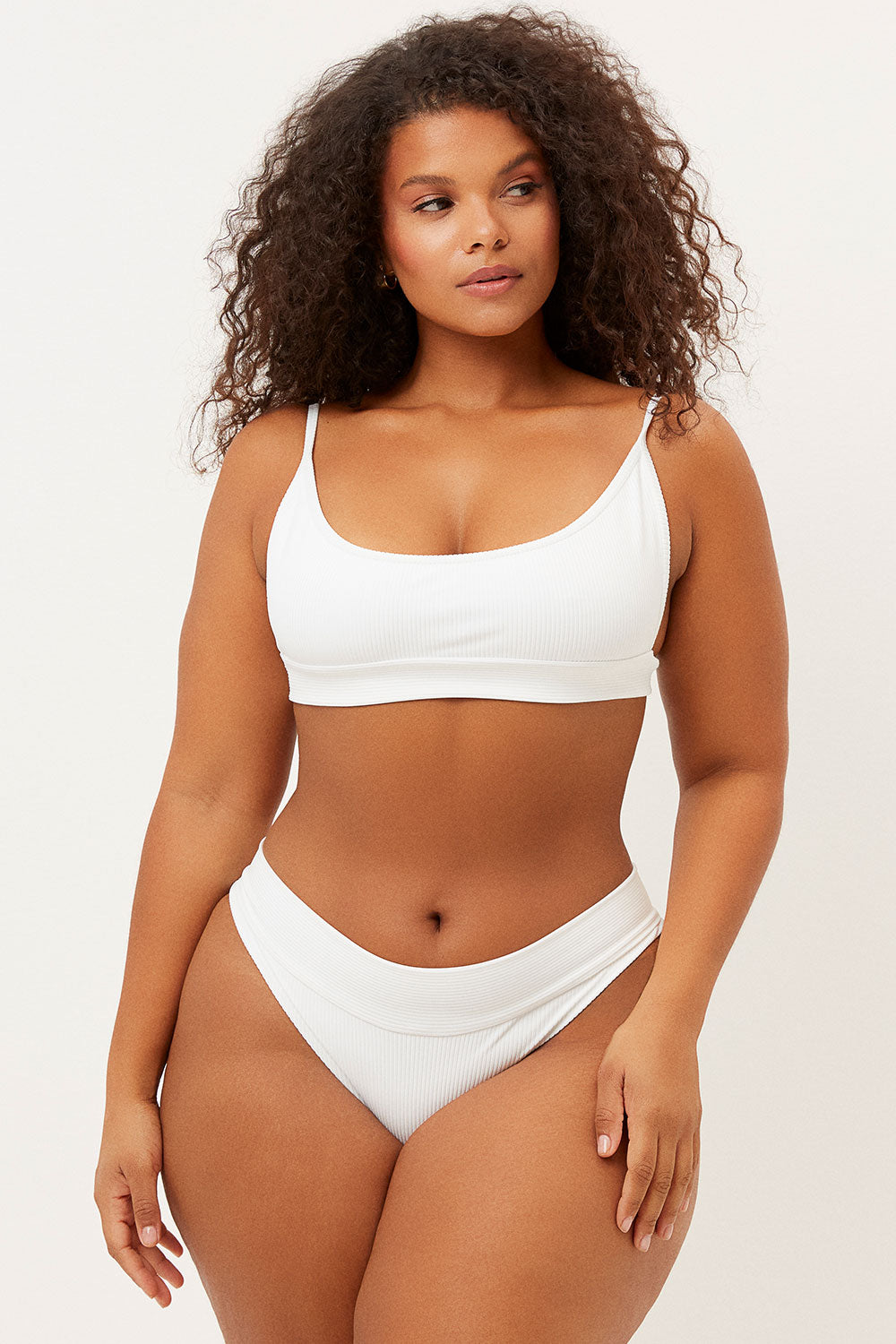 Gavin Ribbed Cheeky Bikini Bottom  White