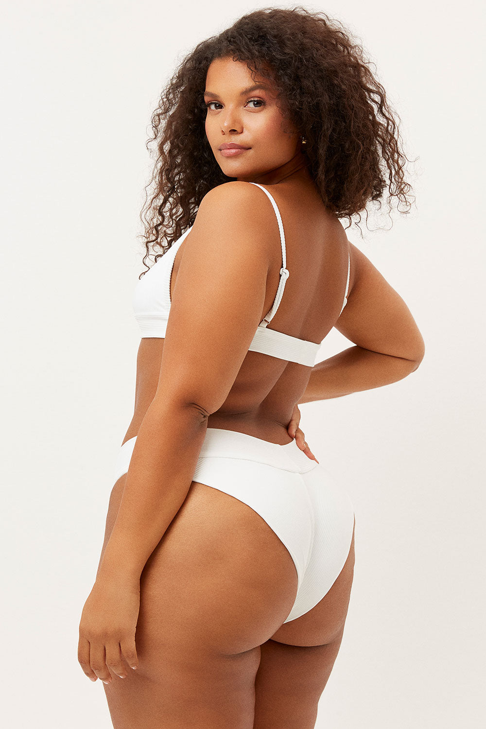 Gavin Ribbed Cheeky Bikini Bottom  White