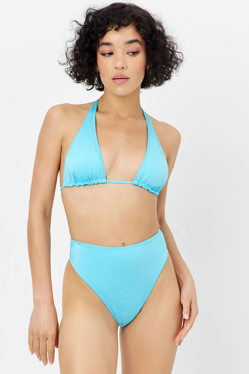 Harlow Shine Halter Bikini Top  Aquamarine