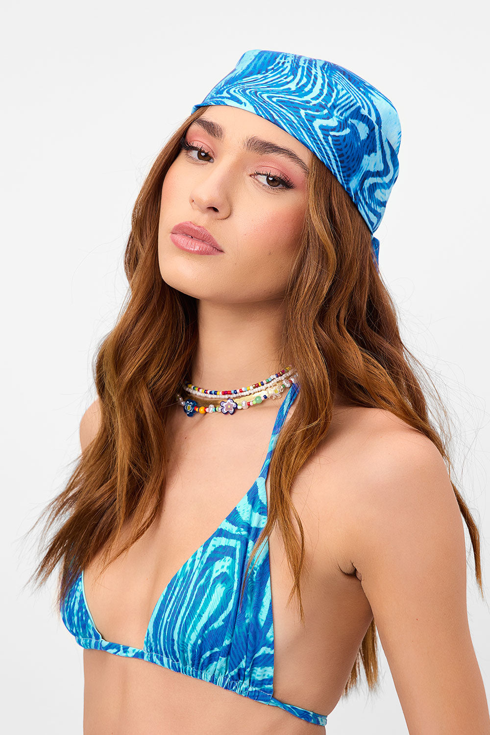 Headscarf Swimsuit With Matching Head Wrap Heidi Satin Floral Head