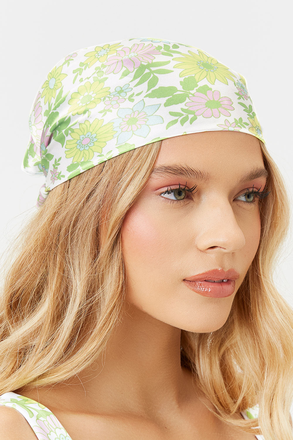 Heidi Floral Satin Head Scarf  Secret Garden