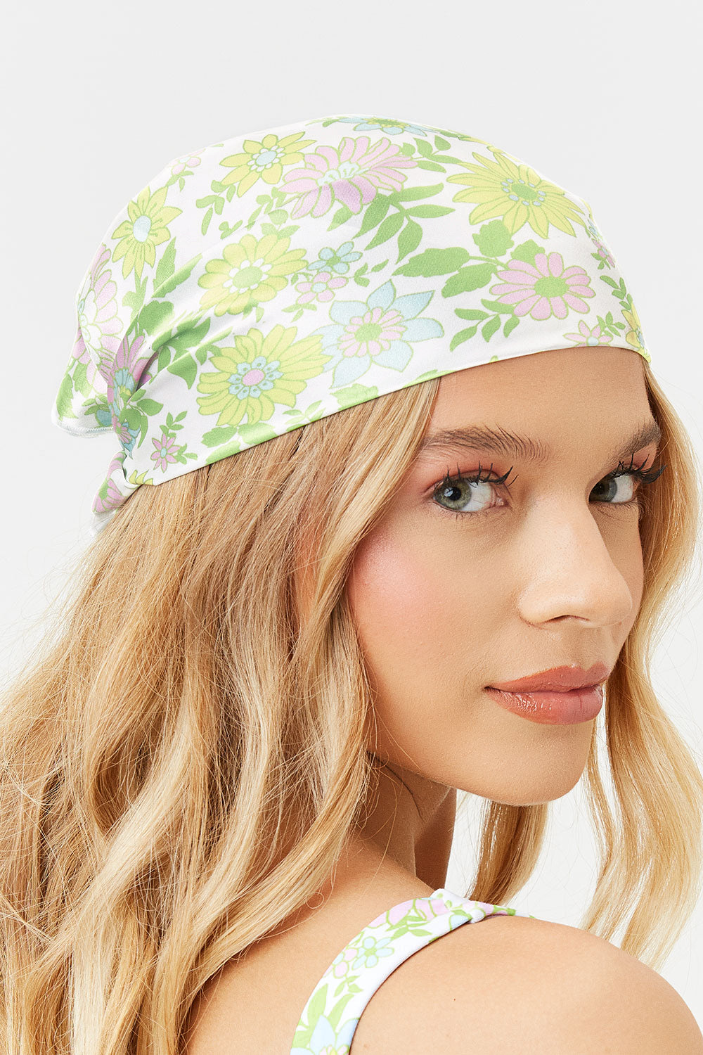 Heidi Floral Satin Head Scarf  Secret Garden