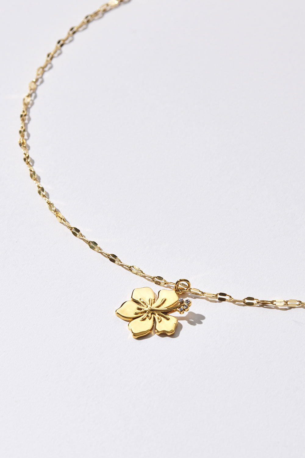 Hibiscus Charm Necklace  Gold
