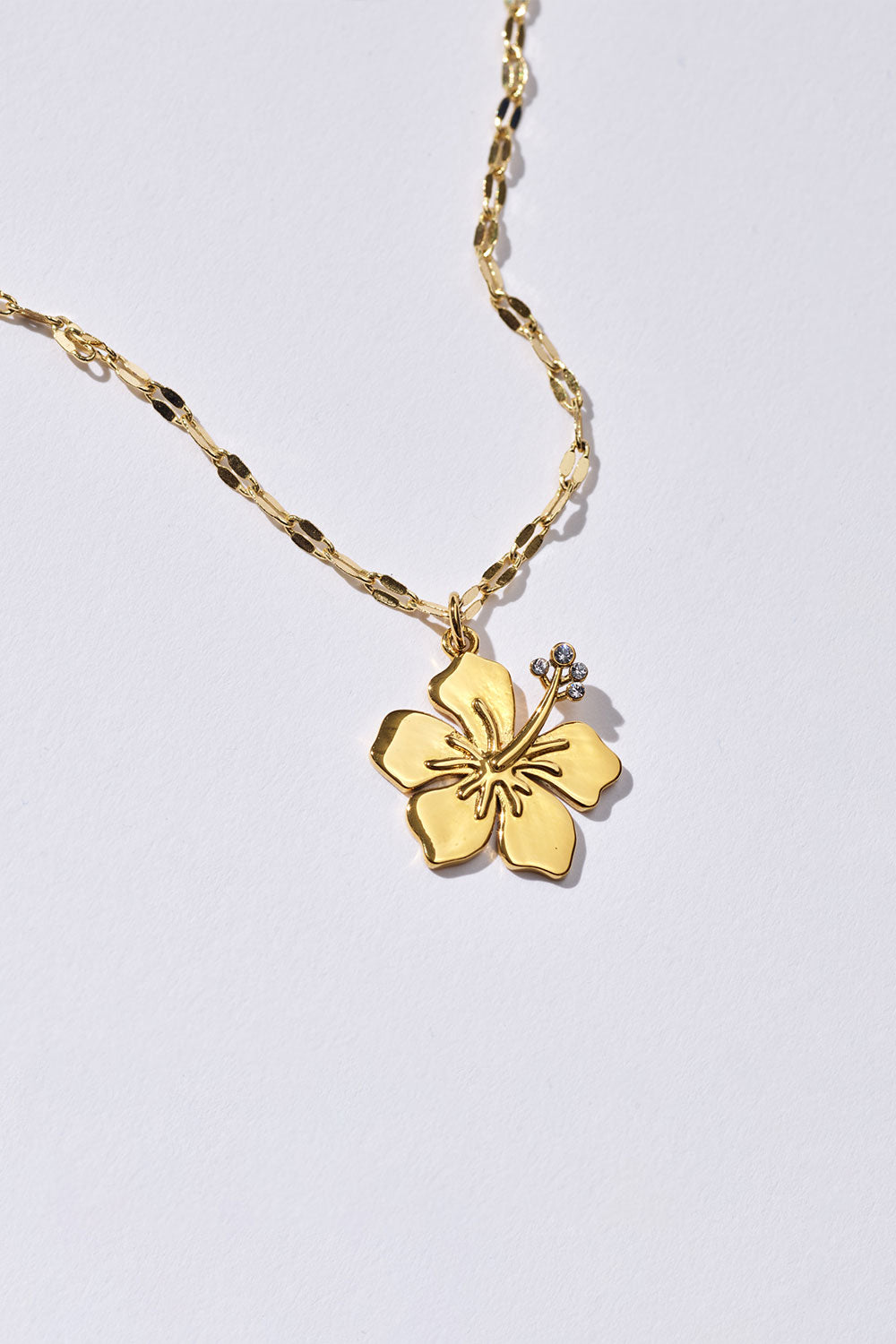 Hibiscus Charm Necklace  Gold