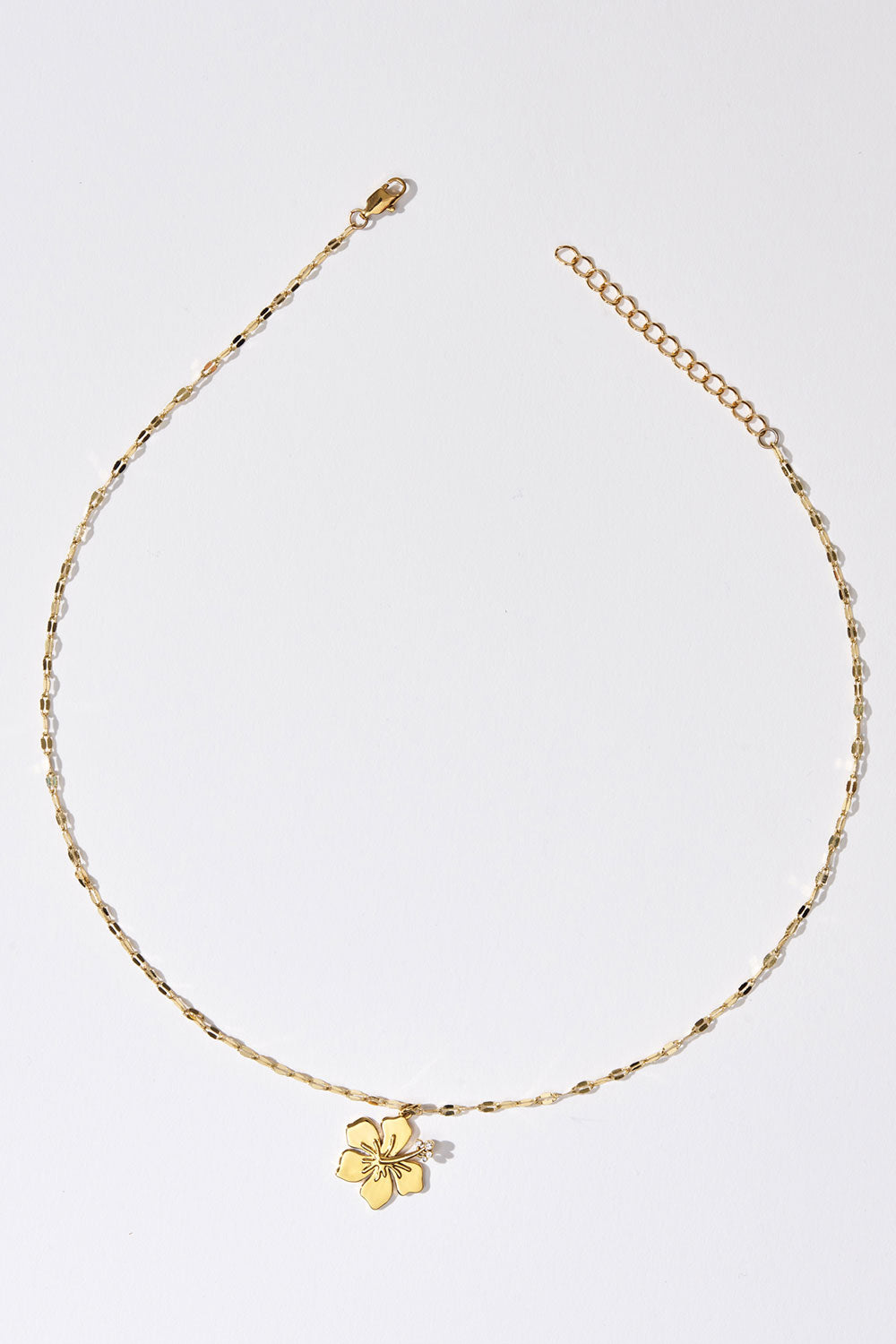 Hibiscus Charm Necklace  Gold