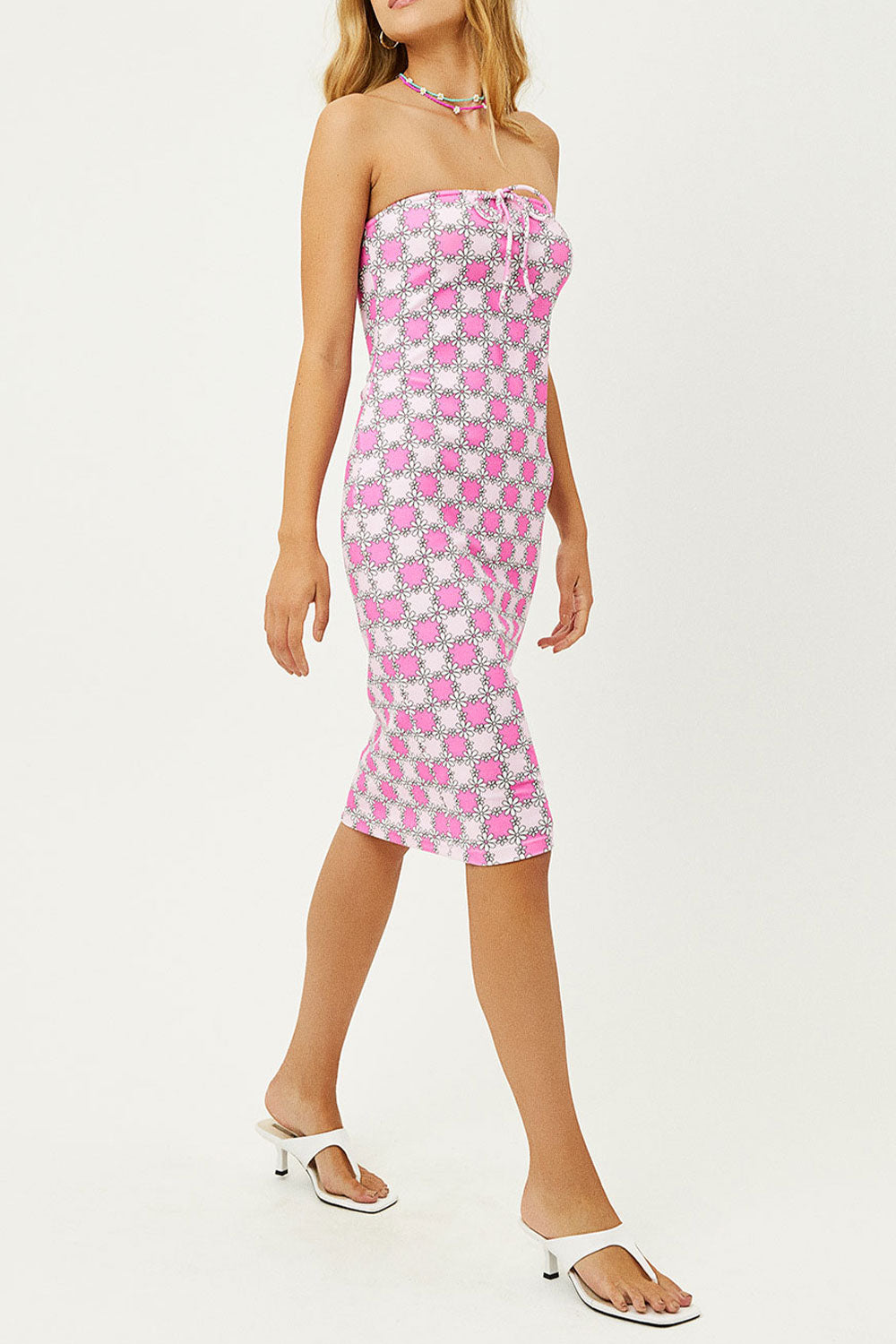Hope Strapless Terry Dress  Pink Daisy