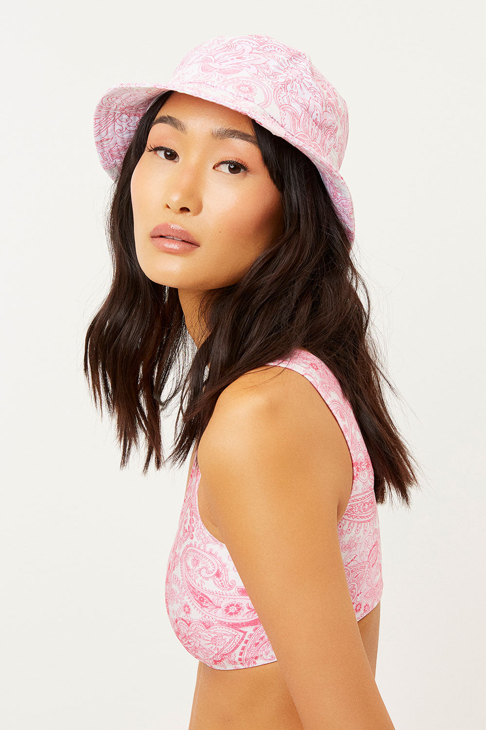 Jax Bucket Hat  Pink Paisley