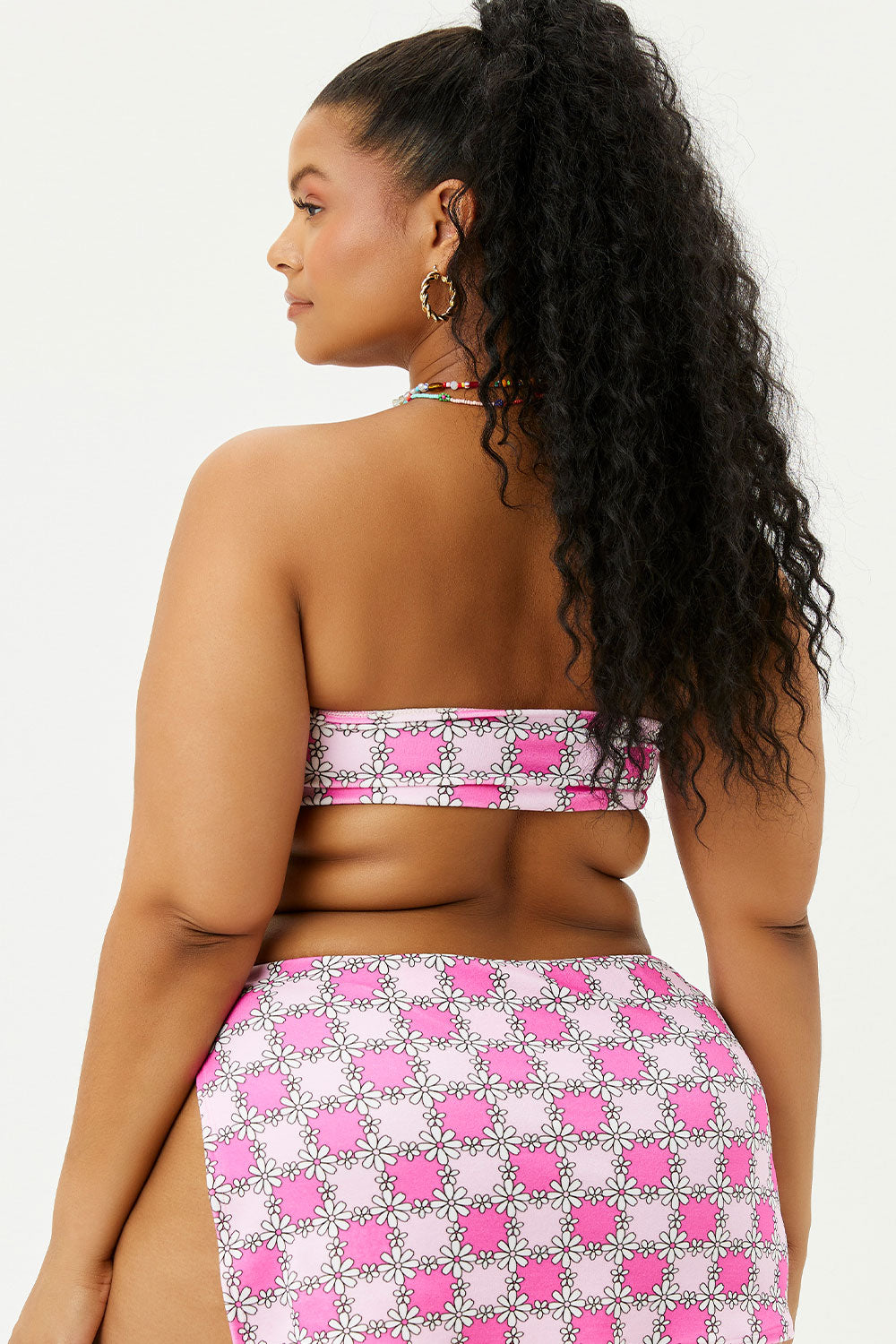 Jeanette Terry Strapless Bikini Top  Pink Daisy
