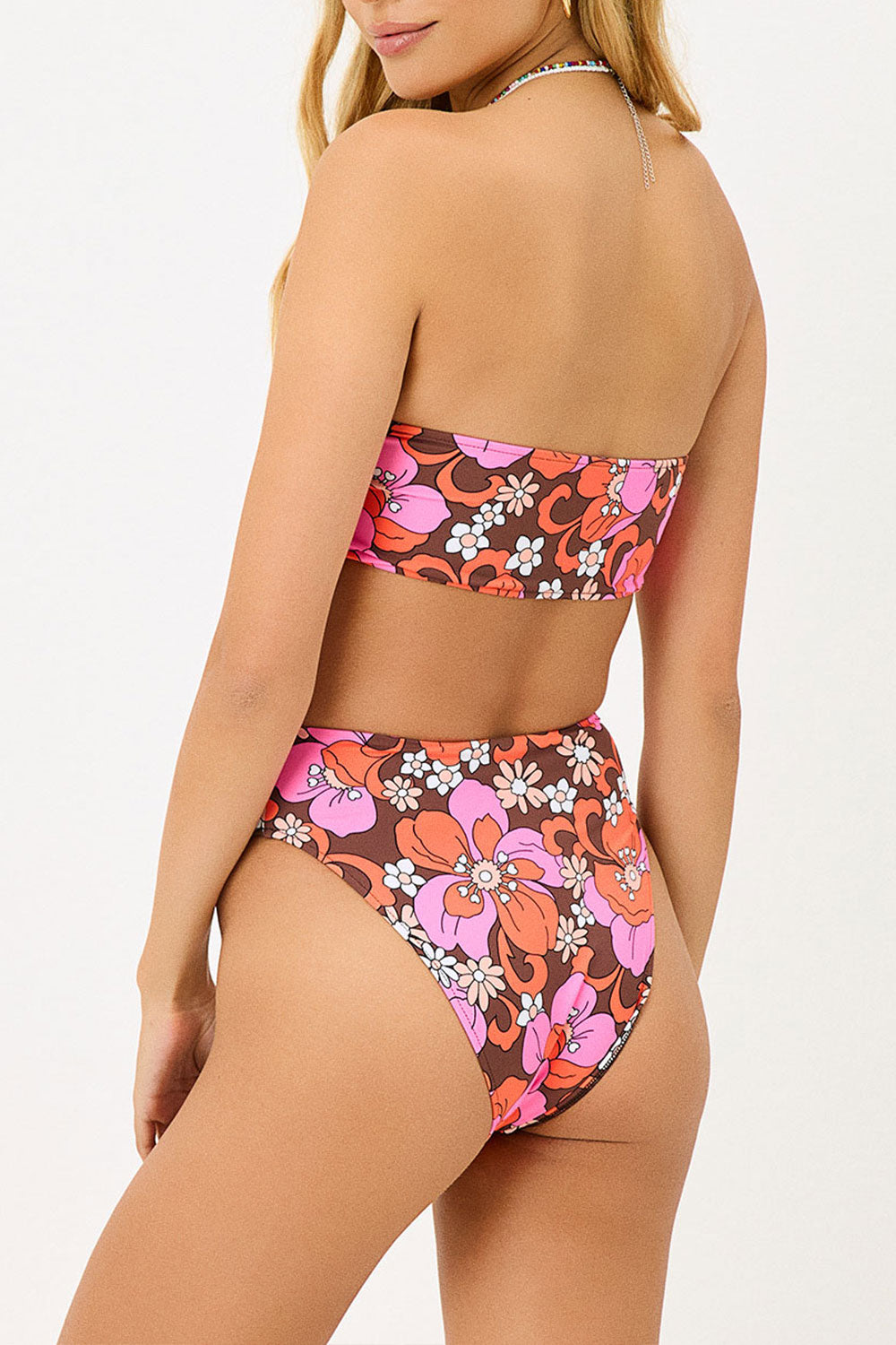 Jenna High Waist Floral Bikini Bottom - Tropics