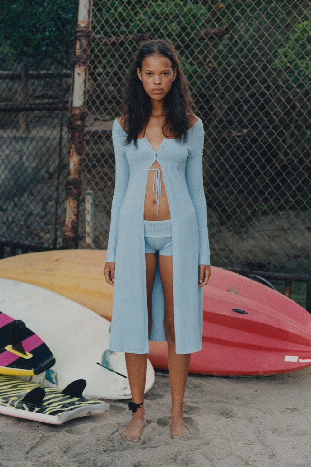 Jewel Lightweight Knit Midi Cardigan  Cornflower