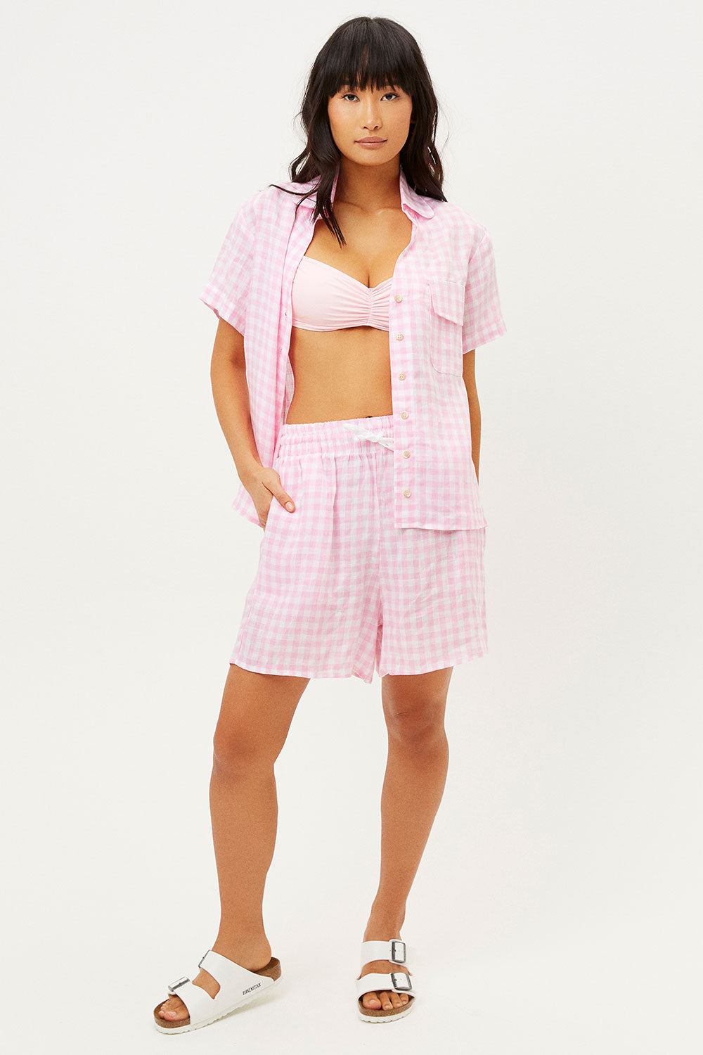 Lou Button Up Top  Pink Picnic