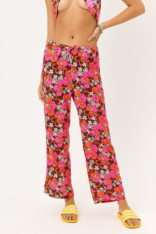 Product-Hover--Michelle Tropics Satin Low Rise Wide Leg Pants