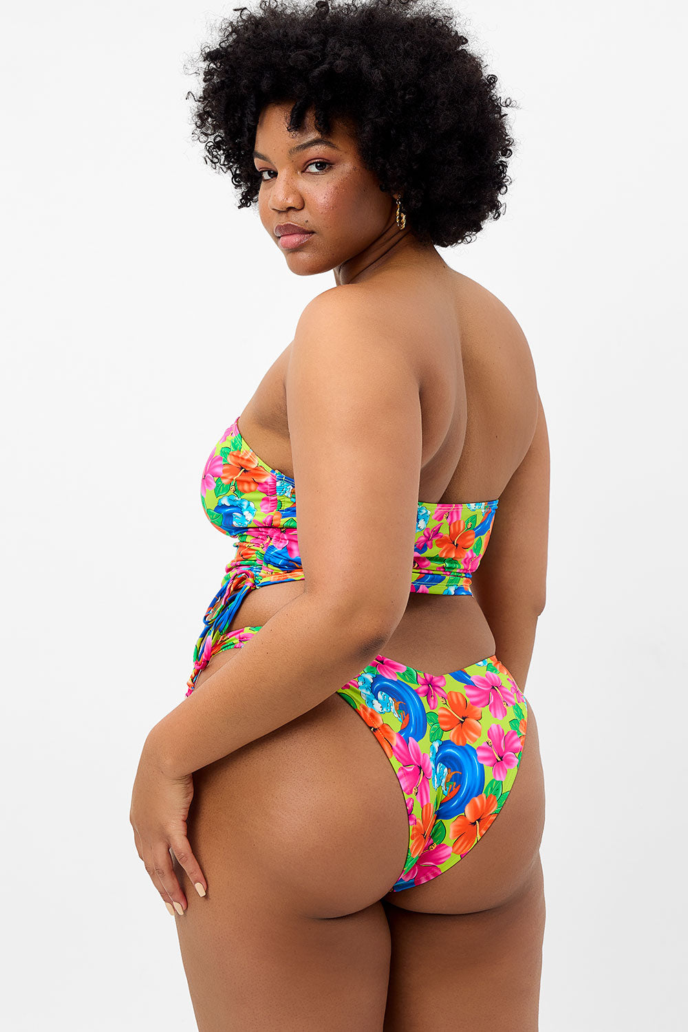 Paloma Floral Strapless Bikini Top  Neon Surfer