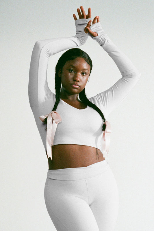 Product--Plié V-Neck Long Sleeve Top Icy Gray