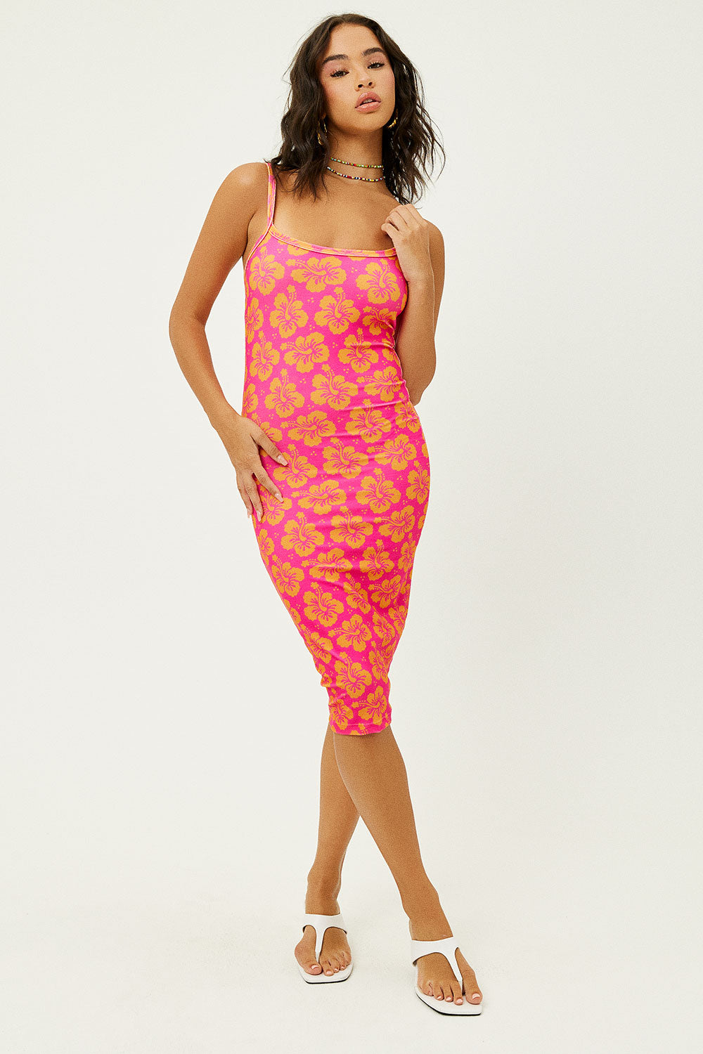 Quinn Terry Floral Dress  Hibiscus Honey