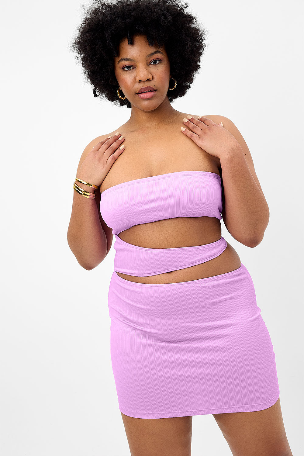 Richie Plissé Strapless Dress  Wisteria