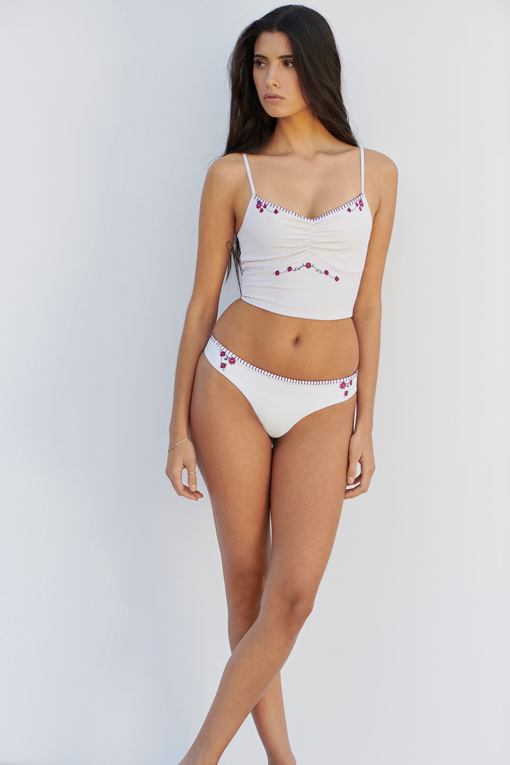 Sawyer Embroidered Cheeky Bikini Bottom  Sea Fairy