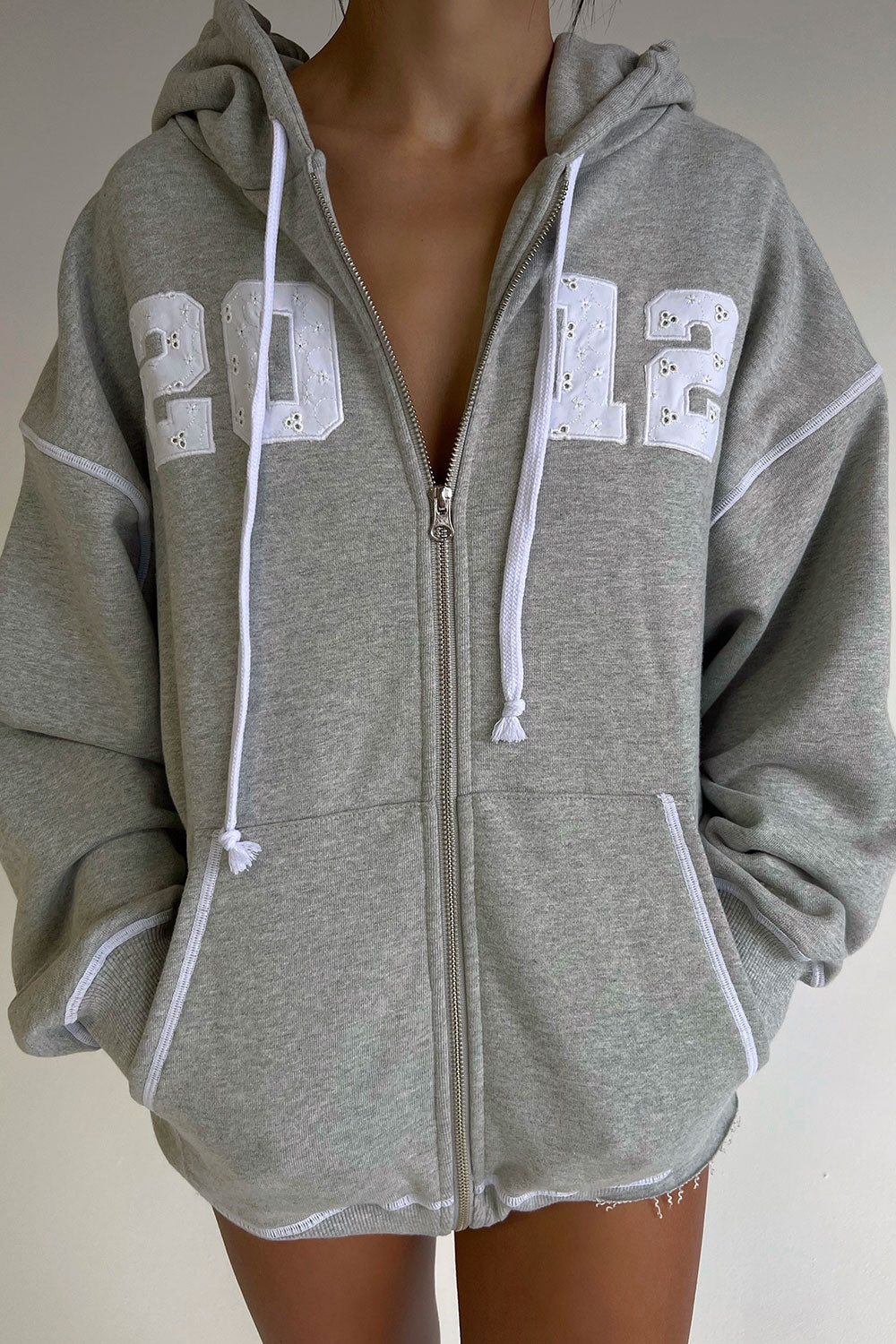 Slumber Zip Up Oversized Hoodie  Heather Grey