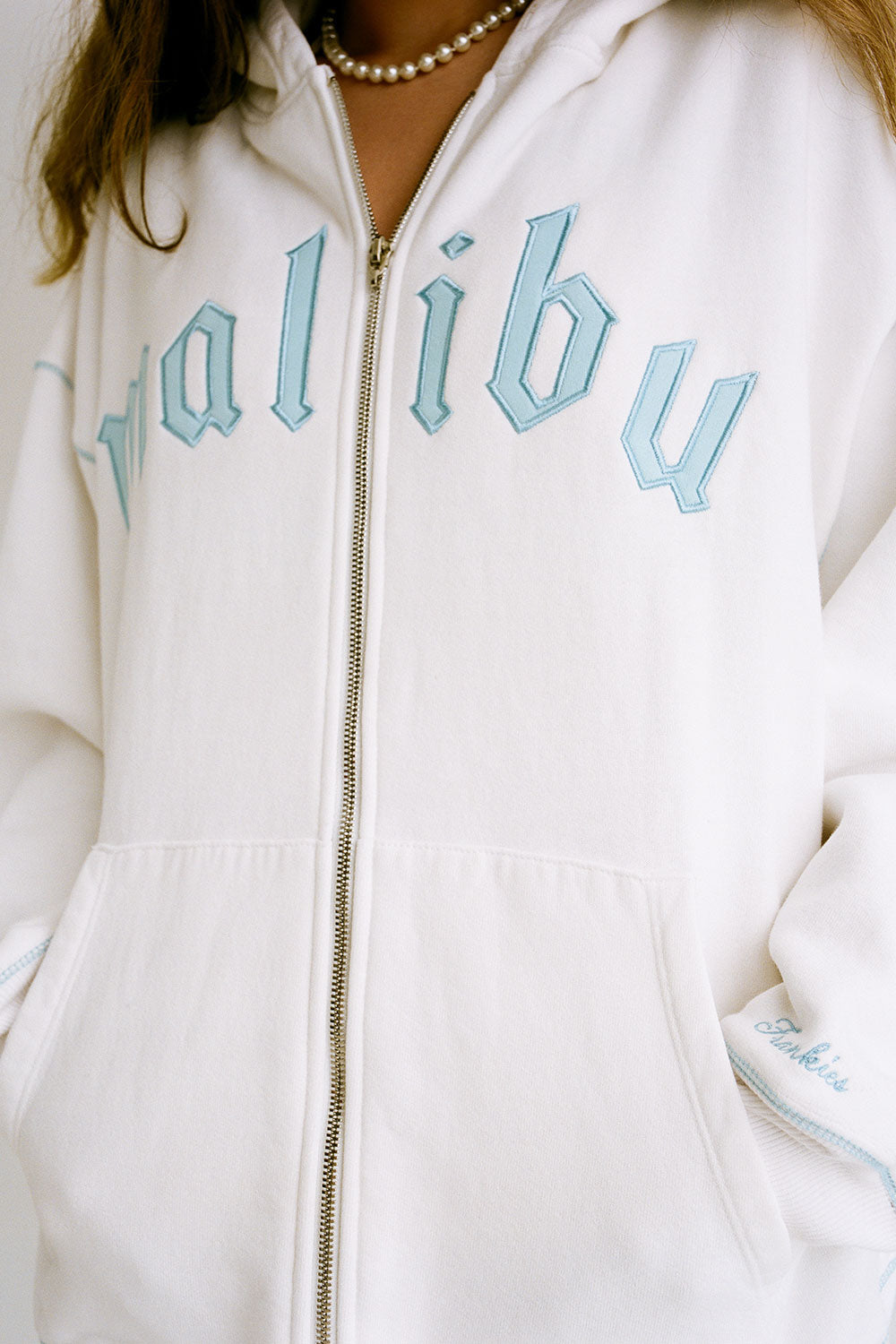 Slumber Zip Up Oversized Hoodie  Malibu White
