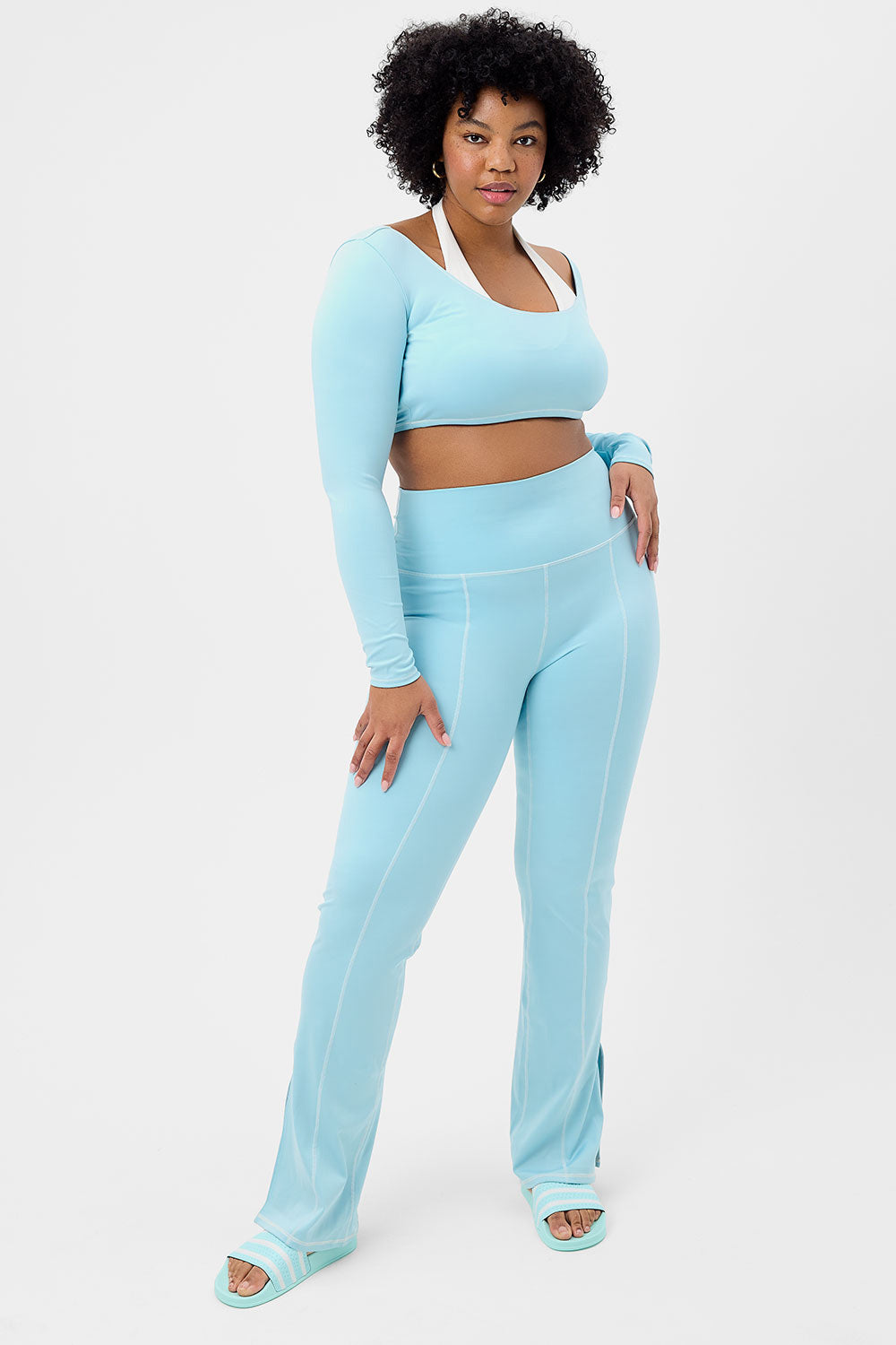 Speedy Long Sleeve Crop Top  Baby Blue