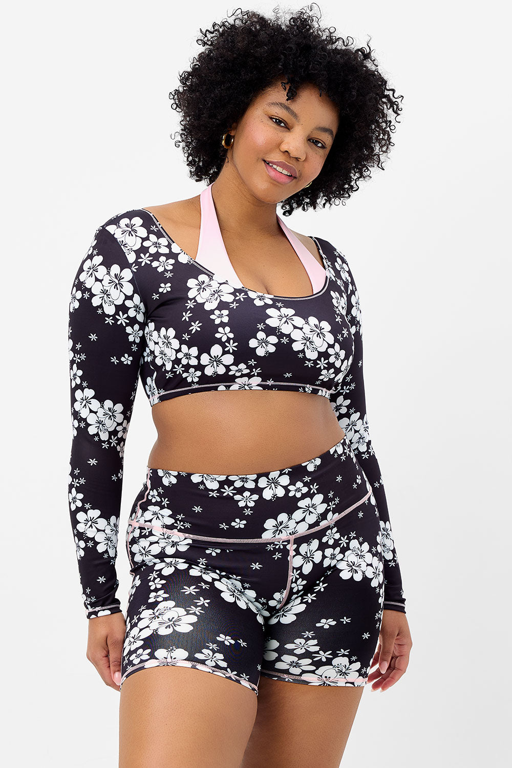 Speedy High Waist Floral Biker Short  Plush Plumeria