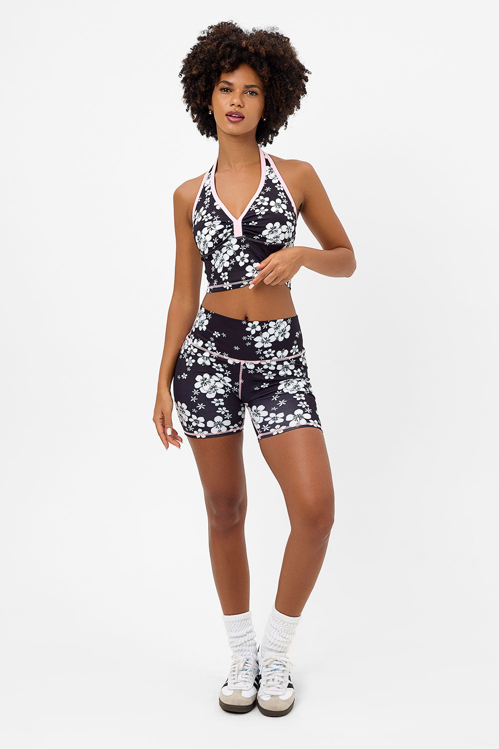 Speedy High Waist Floral Biker Short  Plush Plumeria