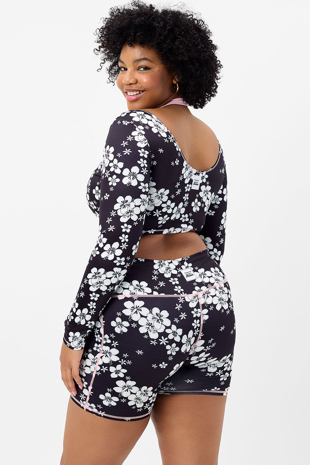 Speedy High Waist Floral Biker Short  Plush Plumeria