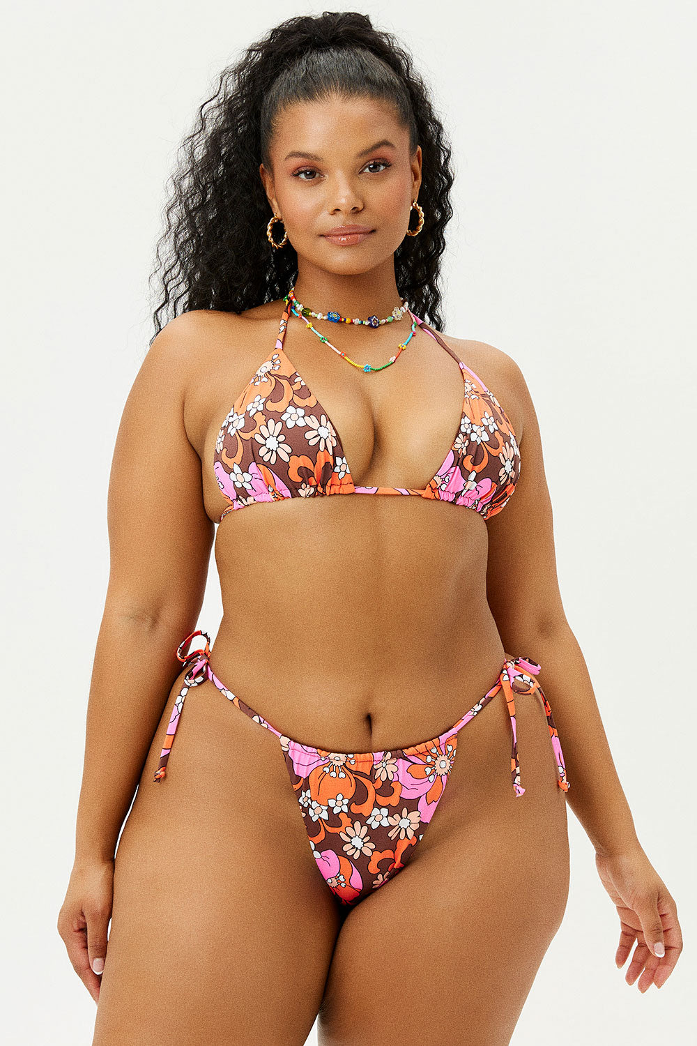 Tia Floral Triangle Bikini Top  Tropics