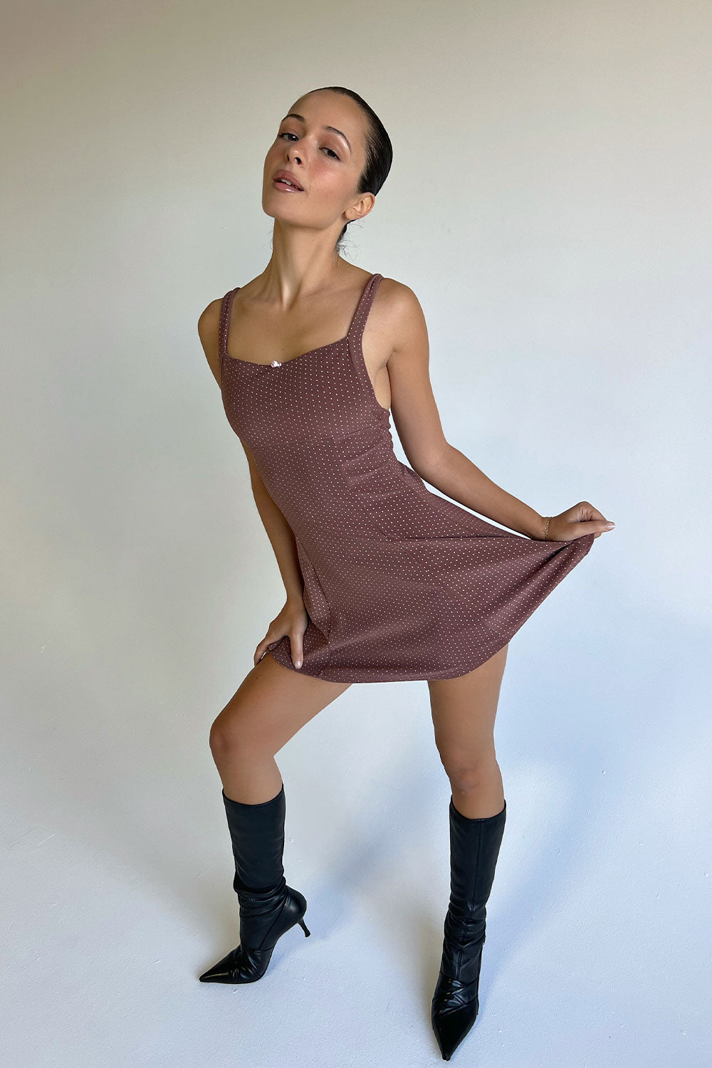 Valentina Terry Polka Dot Dress - Chocolate Valentina Terry Polka Dot Dress - Chocolate