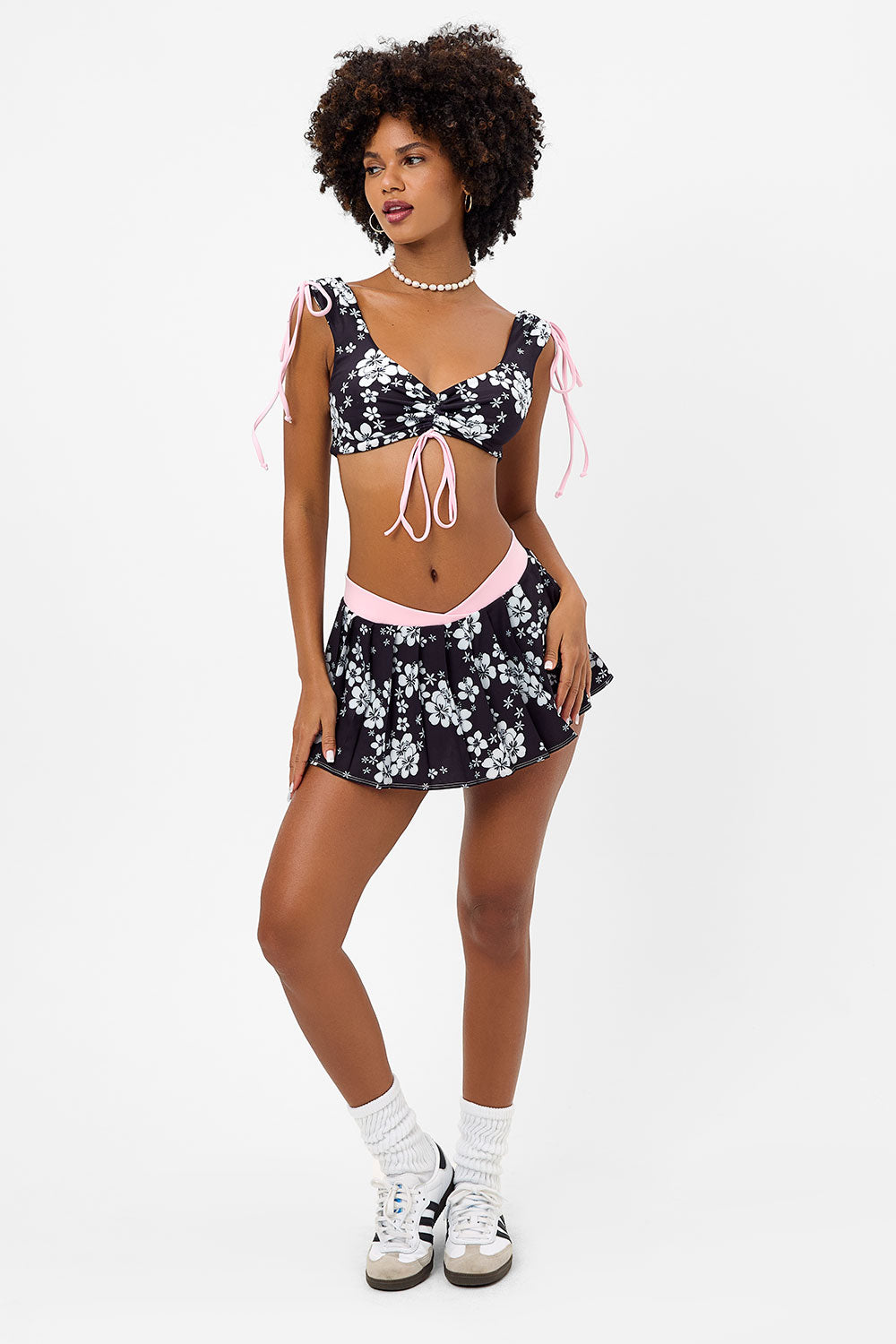 Windy Floral Tennis Skirt  Plush Plumeria