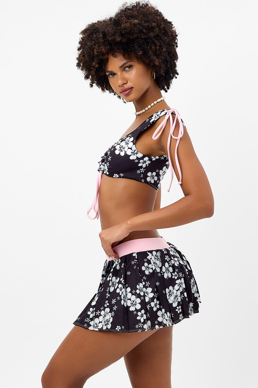 Windy Ruched Floral Crop Top  Plush Plumeria