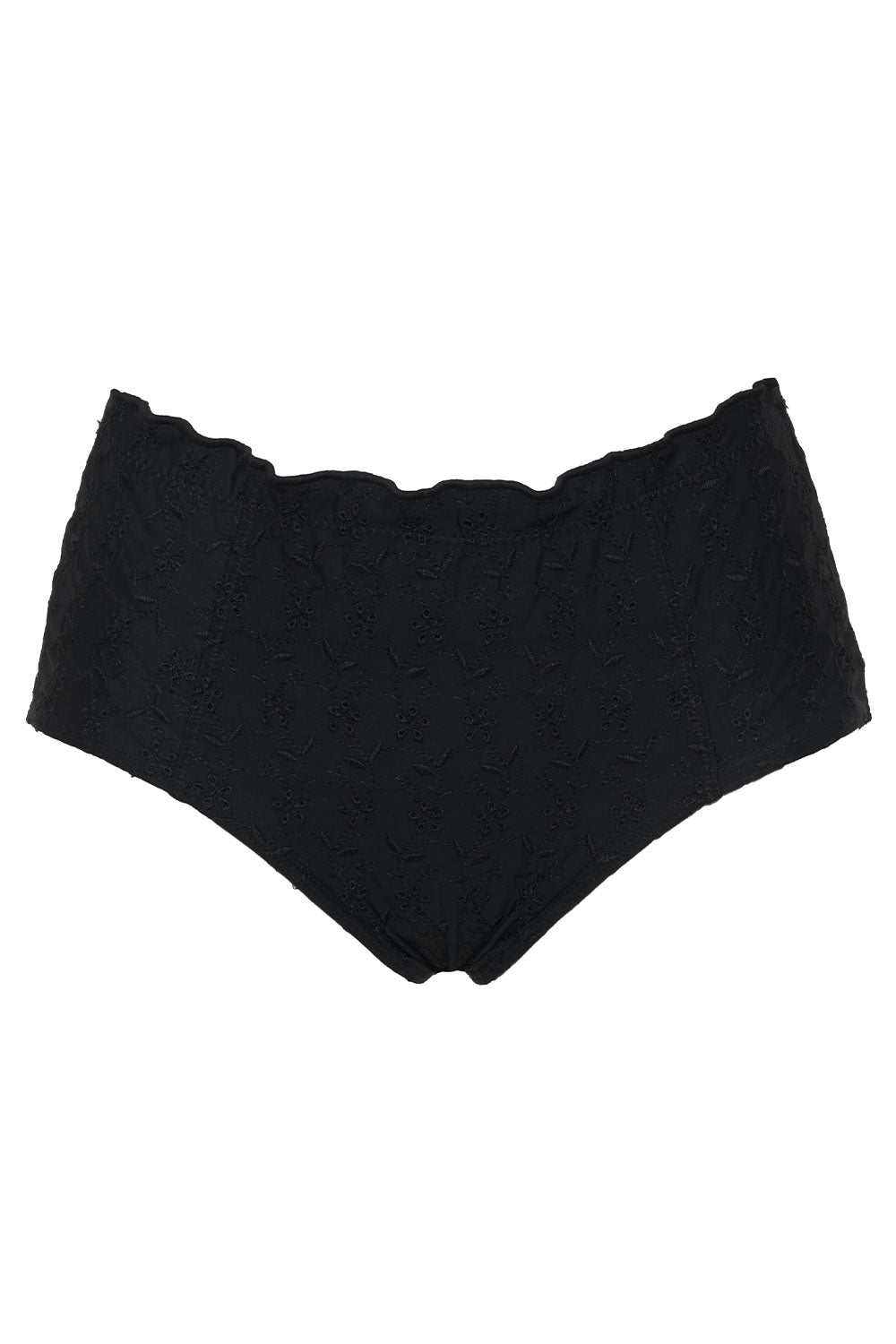 Lisa Eyelet Full Coverage Bikini Bottom - Black