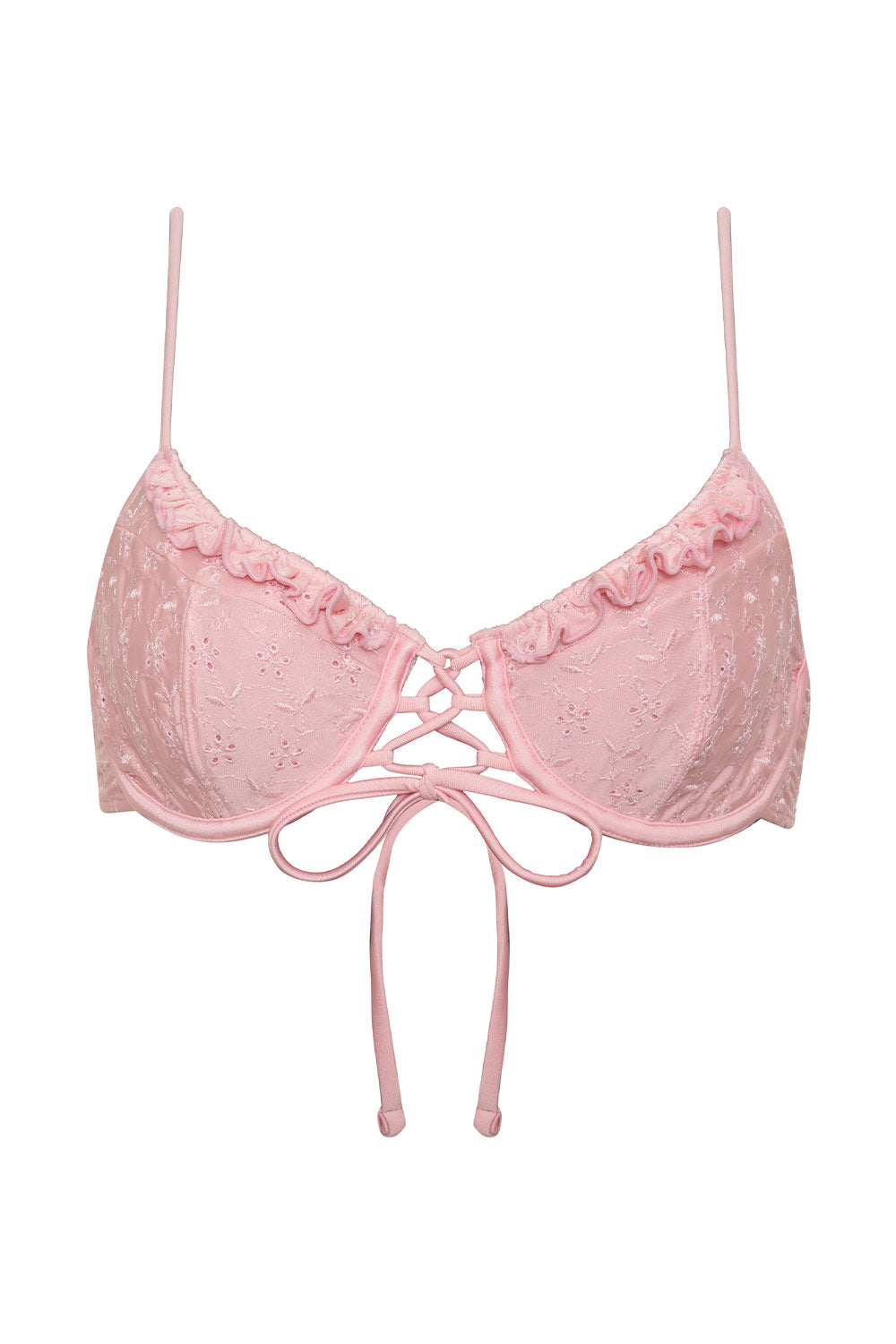 Lucia Eyelet Shine Bikini Top  Cherry Blossom