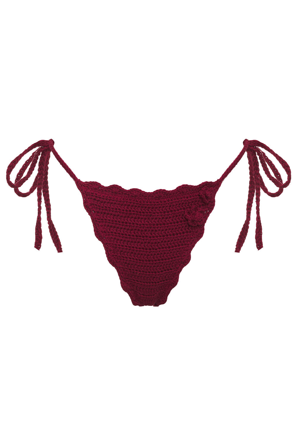 Mackenzie String Crochet Bikini Bottom - Ruby