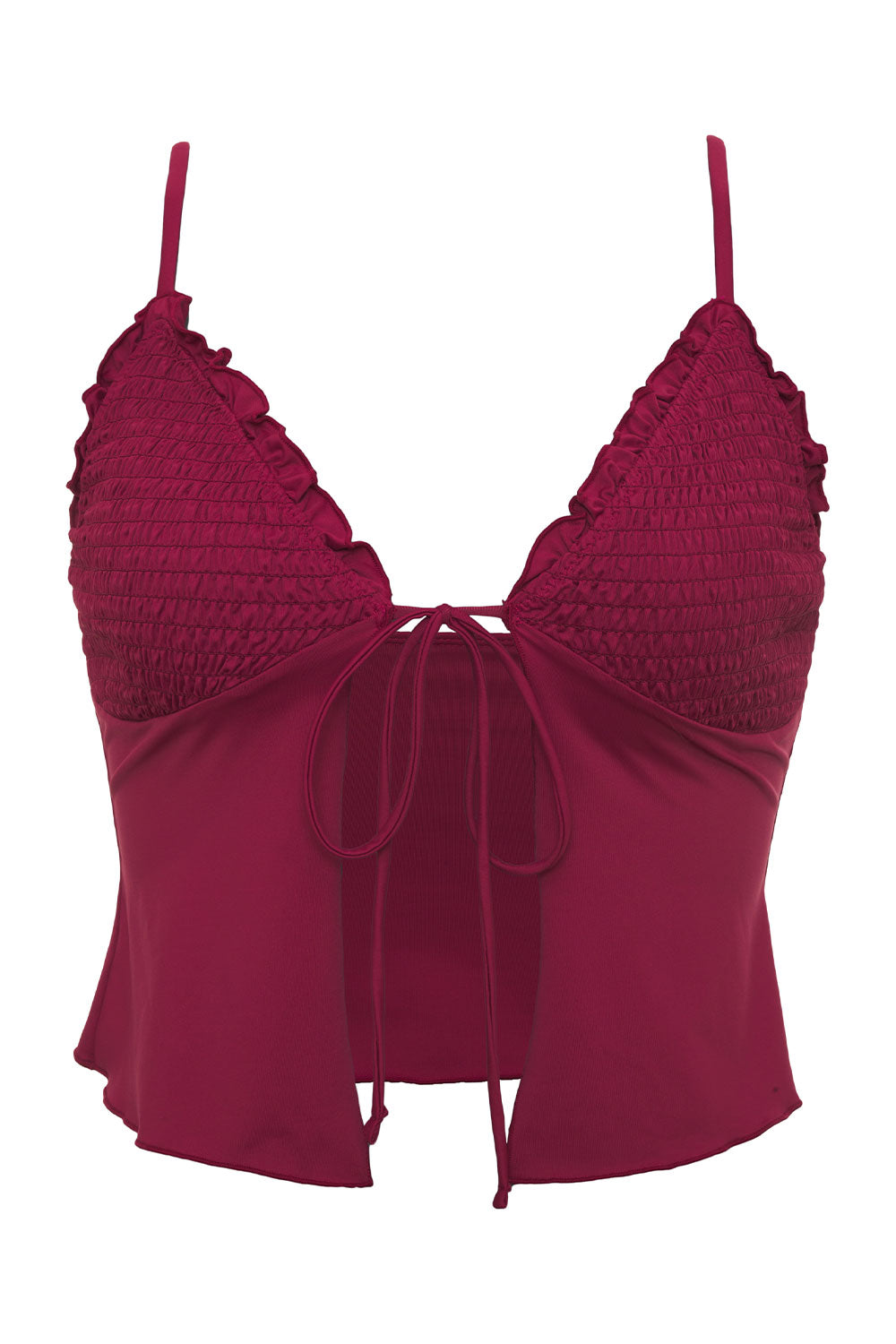 Penelope Ruffle Tankini Bikini Top  Bordeaux