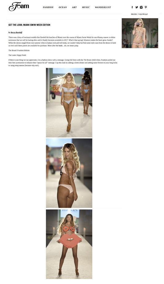 Frankies Bikinis Resort 2017 Fashion Show Featured in Foam Magazine