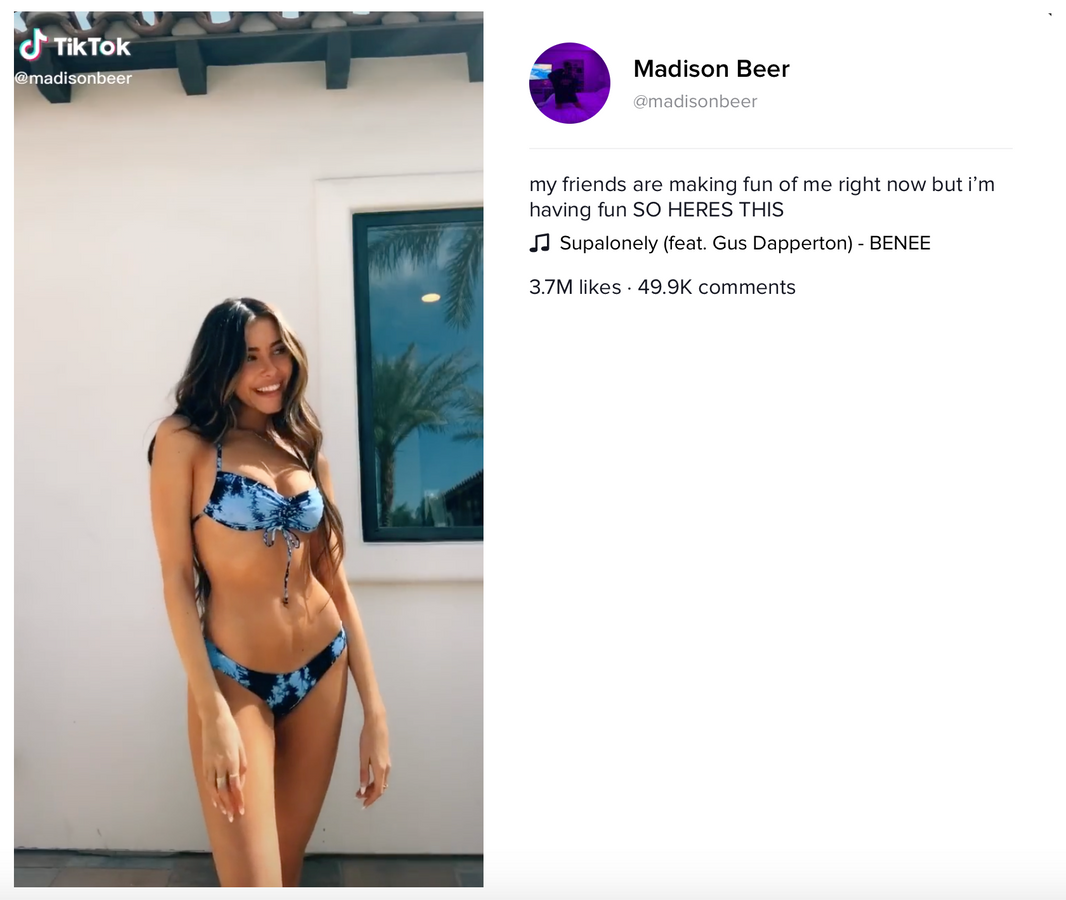 Madison Beer Stuns In TikTok Video Wearing Tie-Dye Frankies Bikinis