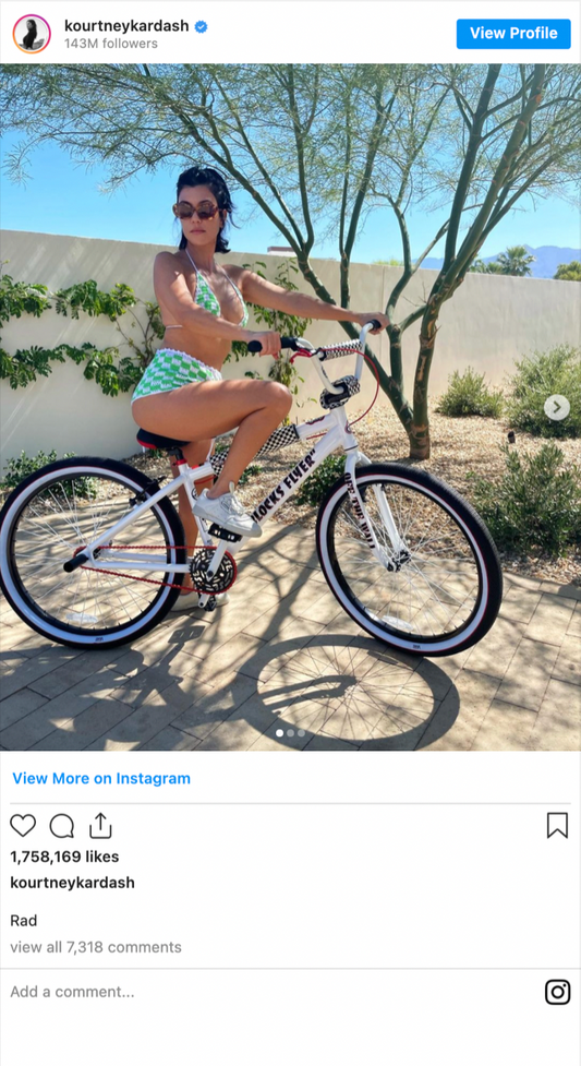 Kourtney Kardashian wears green checkered crochet set by Frankies Bikinis