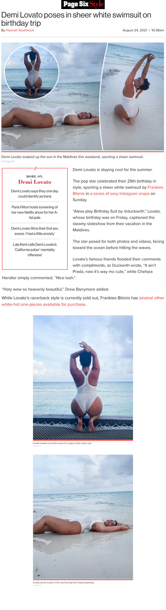 Demi Lovato wears white Frankies Bikinis